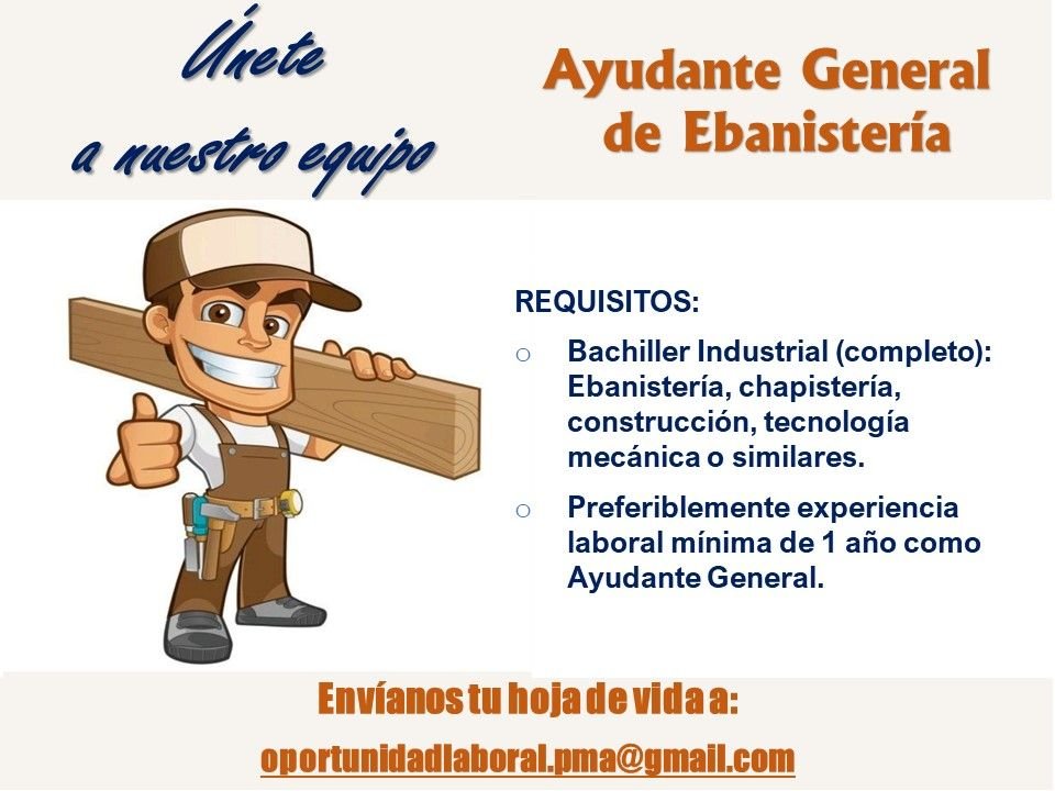 empleos- ayudante ebanistería 