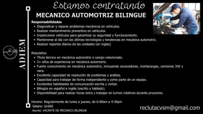 mecanico empleo Panamá 