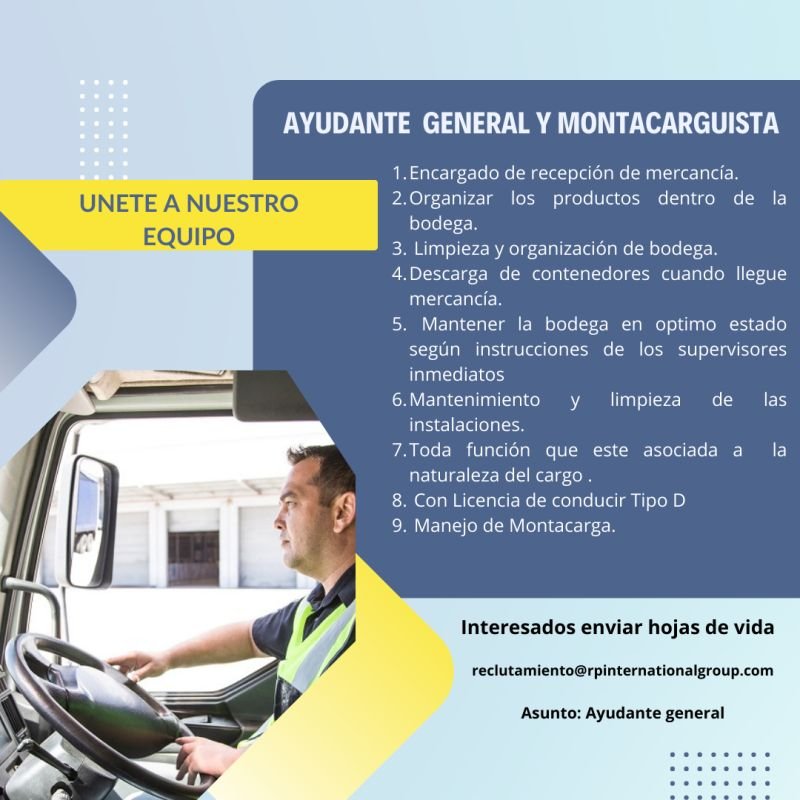 empleo Panamá ayudante general, montacarga, oferta laboral