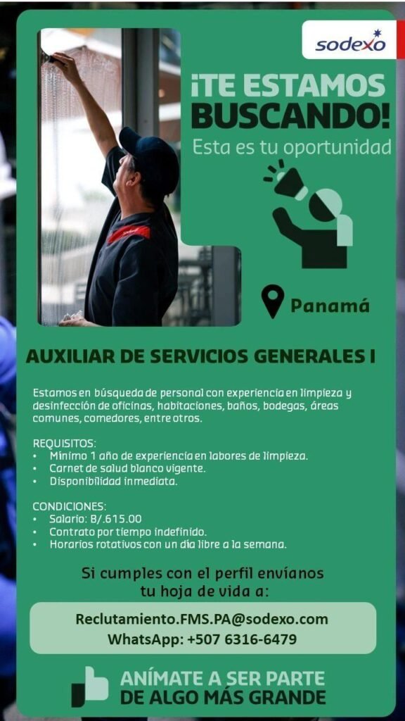 oferta laboral panamá ayudante general