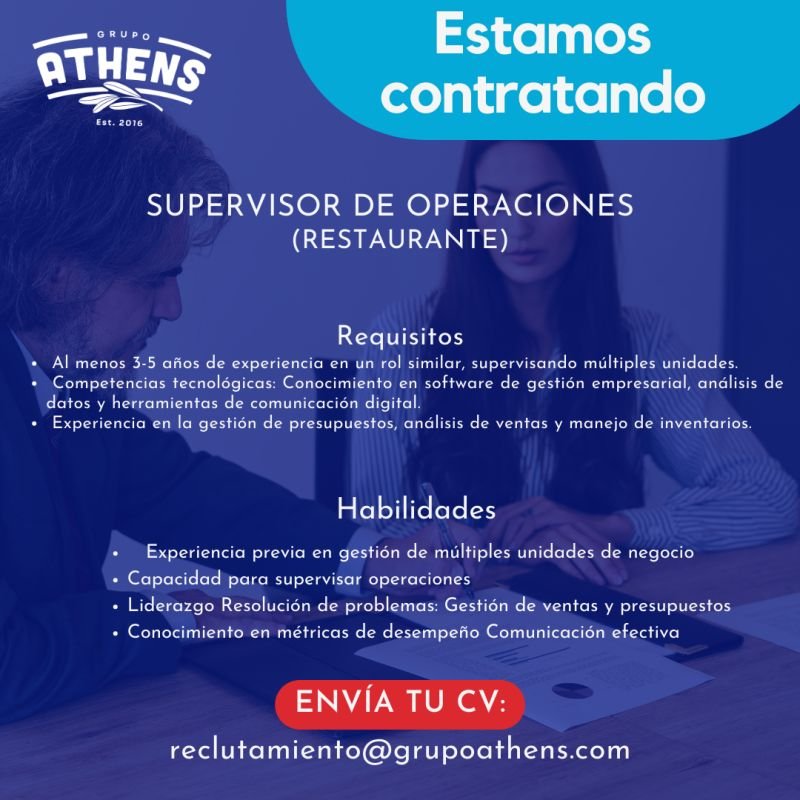 supervisor restaurante - athens -Panamá