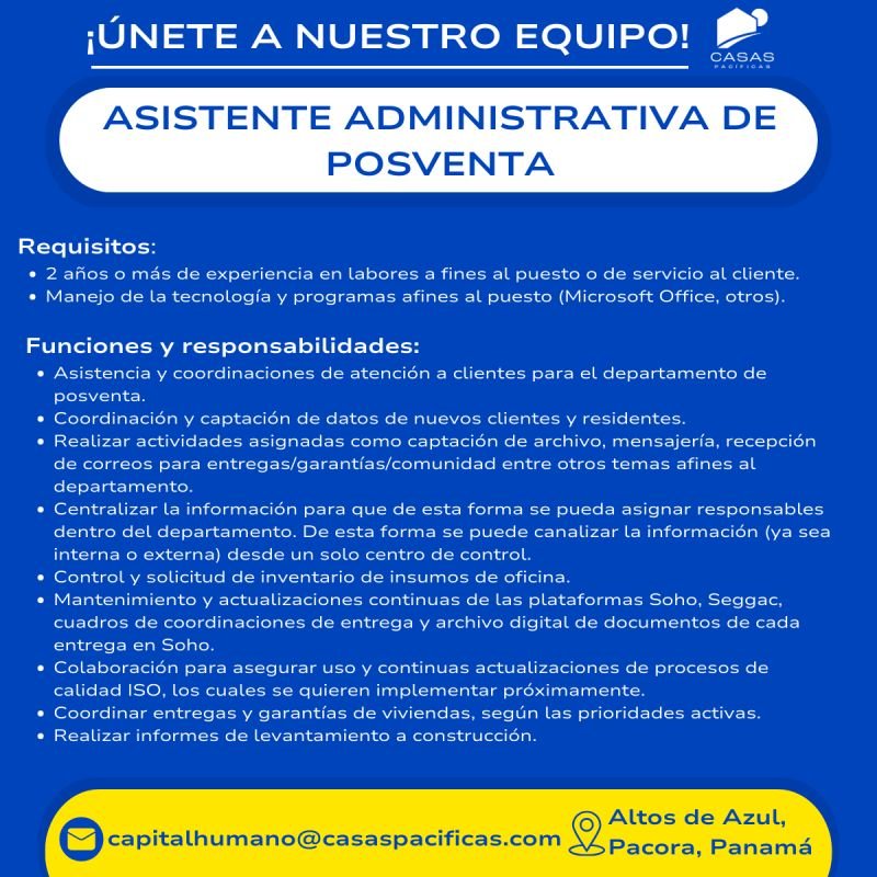 empleo asistente administrativa 